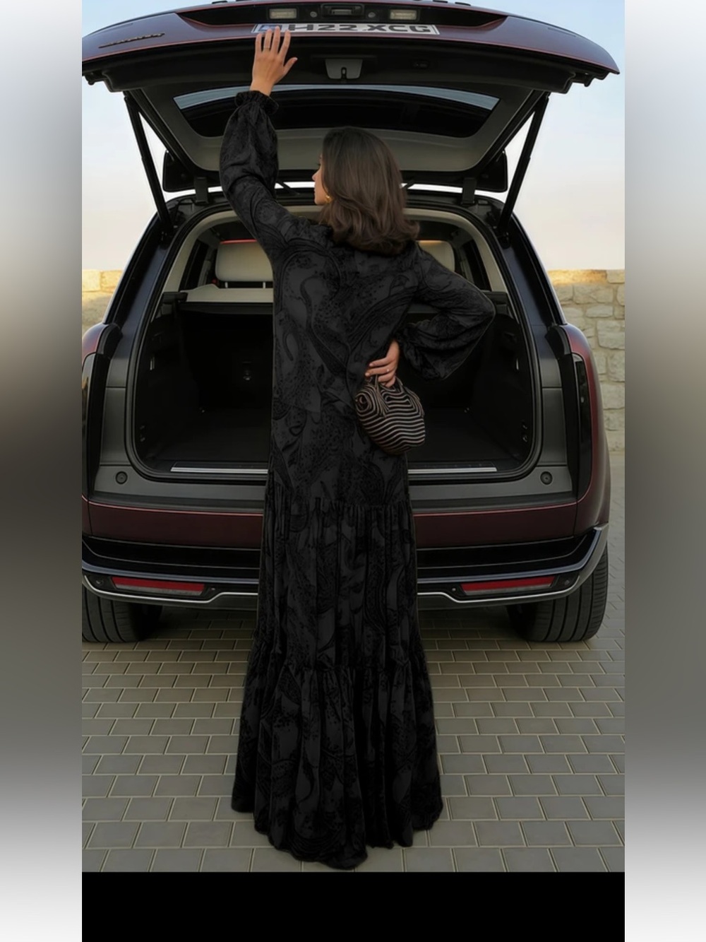 Black Long Sleeve Maxi Dress - Elegant Women's Evening Dress